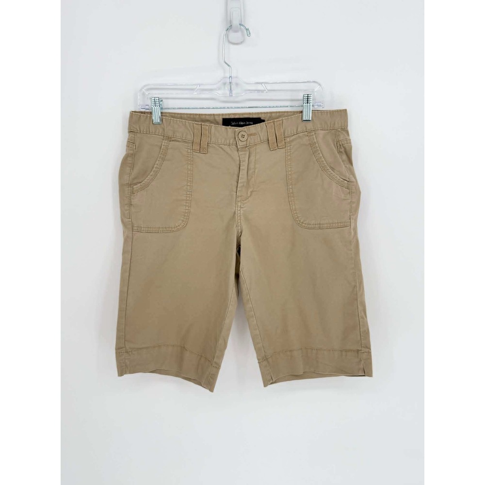 Calvin Klein Women's Khaki Stretch Twill Casual Shorts Size 10